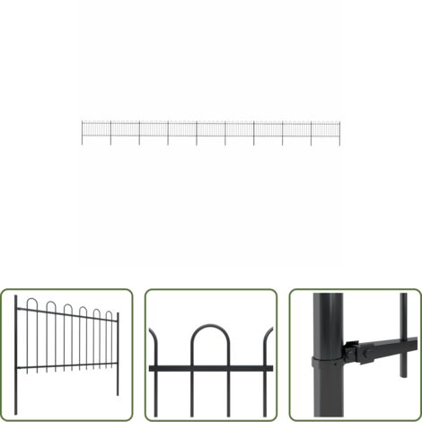 vidaXL Valla decorativa -  Valla de jardín con aro superior de acero 1603,5x100 cm negra