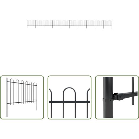 vidaXL Valla decorativa -  Valla de jardín con aro superior de acero 1781,5x120 cm negra
