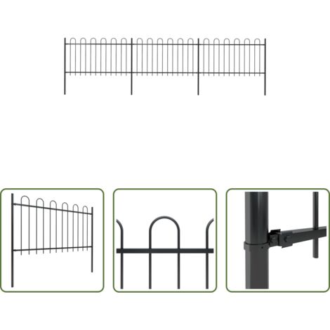 vidaXL Valla decorativa -  Valla de jardín con aro superior de acero 537x100 cm negra