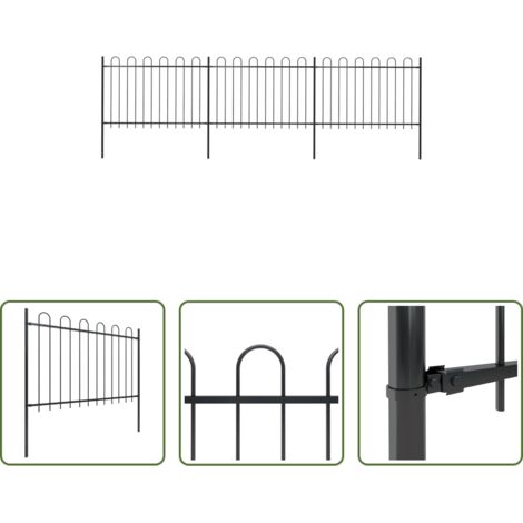 vidaXL Valla decorativa -  Valla de jardín con aro superior de acero 537x120 cm negra