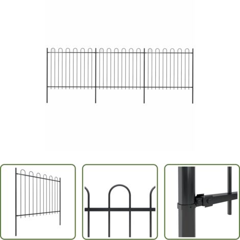 vidaXL Valla decorativa -  Valla de jardín con aro superior de acero 537x150 cm negra