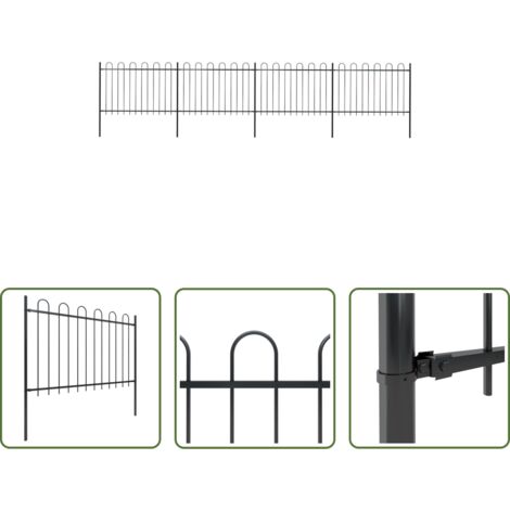 vidaXL Valla decorativa -  Valla de jardín con aro superior de acero 714,5x120 cm negra
