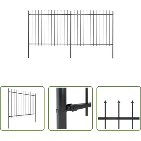 vidaXL Valla decorativa -  Valla de jardín con punta de lanza de acero 359x150 cm negra