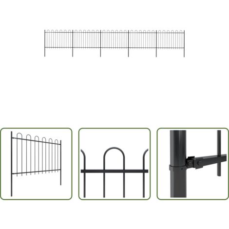 vidaXL Valla decorativa -  Valla de jardín con puntas de aro acero negro 8,5x1,2 m