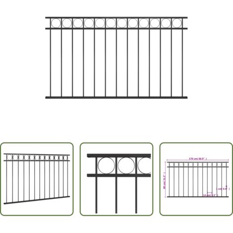 vidaXL Valla exterior -  Panel de valla Assen de acero, 1,7 x 0,8 m, negro