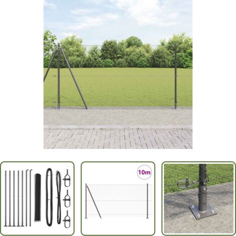 vidaXL Valla gris -  Poste de Valla Gris 10 x 1,2 m (malla de 13 mm) Acero y PVC