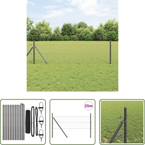 vidaXL Valla gris -  Poste de Valla Gris 25 x 0,5 m (malla de 50 mm) Acero