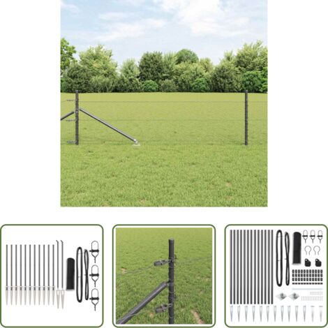 vidaXL Valla gris -  Poste de Valla Gris 25 x 0,8 m (malla de 25 mm) Acero y PVC