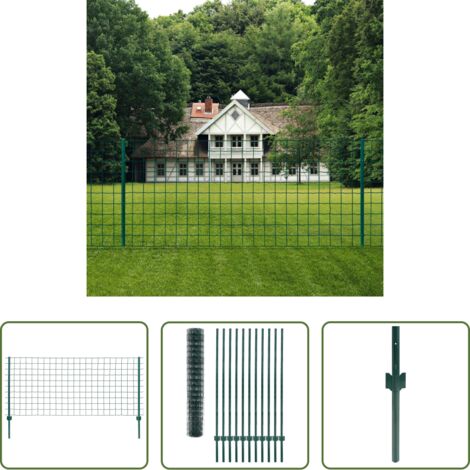 vidaXL Valla para animales -  Euro Valla de acero verde 20x1,5 m