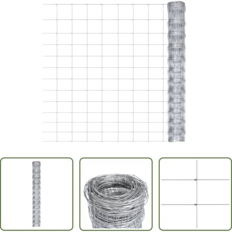 vidaXL Valla para animales -  Valla de jardín de acero galvanizado plateado 50x1,25 m