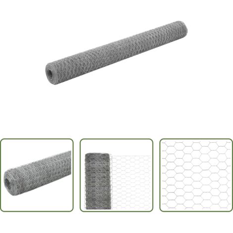 vidaXL Valla para aves -  Alambrada de gallinero acero galvanizado plateado 25x1,2 m