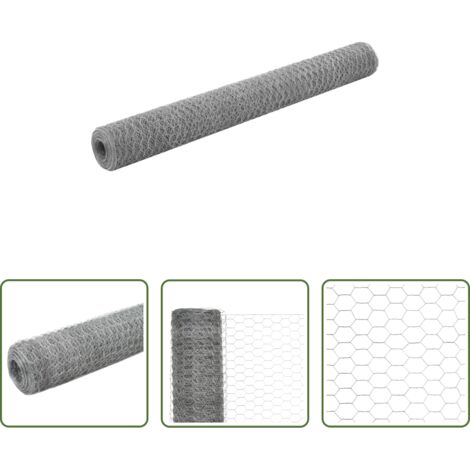 vidaXL Valla para aves -  Alambrada de gallinero acero galvanizado plateado 25x1,2m