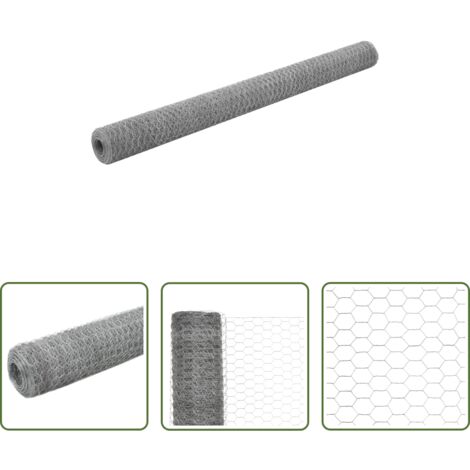 vidaXL Valla para aves -  Alambrada de gallinero acero galvanizado plateado 25x1,5m