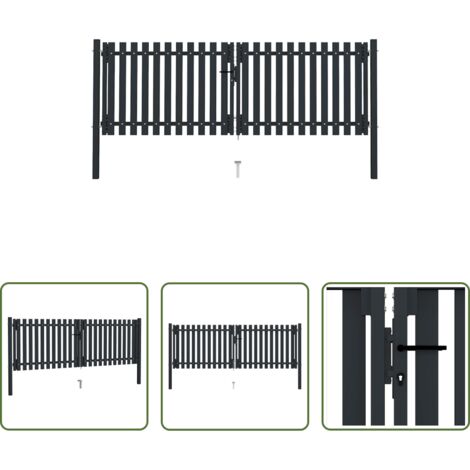 vidaXL Valla -  Puerta doble de acero para valla 300 x 125 cm antracita