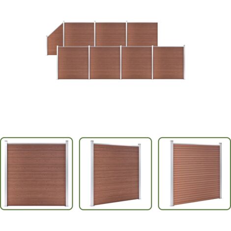 vidaXL Valla residencial -  Set de valla 7 cuadradas + 1 oblicua WPC marrón 1311x186 cm