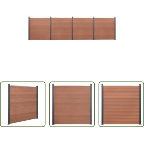 vidaXL Valla WPC -  Juego de paneles de valla WPC marrón 699x186 cm