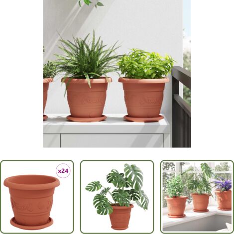 vidaXL Vasi per piante esterni - Vasi per Piante 24 pcs Rosso Mattone Ø 26 x 21.5 cm Plastica