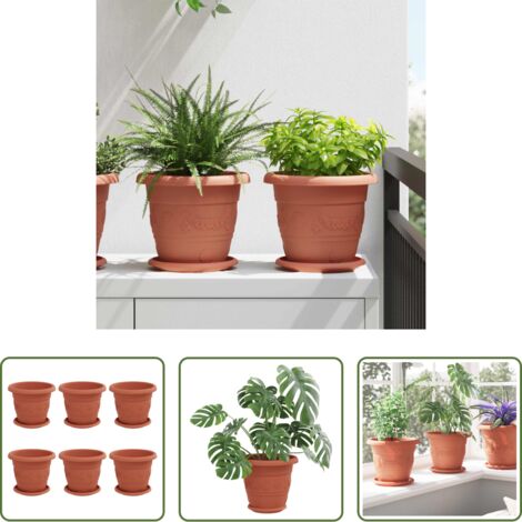 vidaXL Vasi per piante interni - Vasi per Piante 6 pcs Rosso Mattone Ø 26 x 21.5 cm Plastica