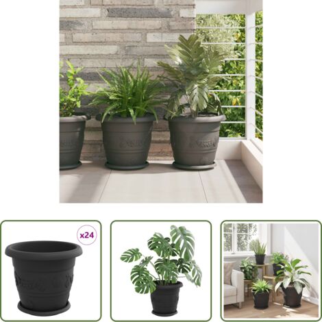 vidaXL Vasi per piante neri - Vasi per Piante 24 pcs Nero Ø 26 x 21.5 cm Plastica