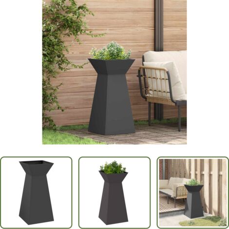 vidaXL Vaso a pilastro -  Vaso a Pilastro Nero 35 x 35 x 73 cm