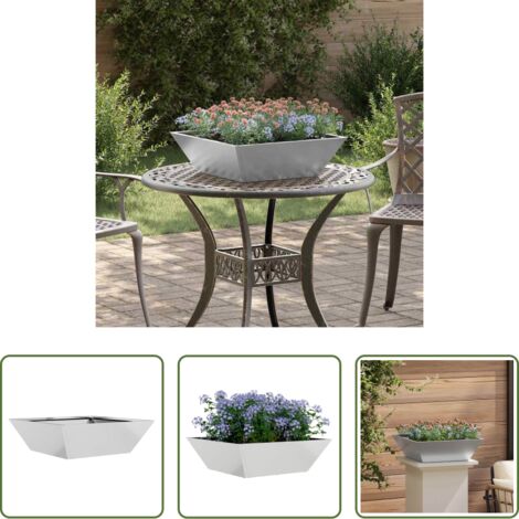 vidaXL Vaso argento -  Vaso da giardino Argento 50 x 50 x 15 cm Acciaio zincato
