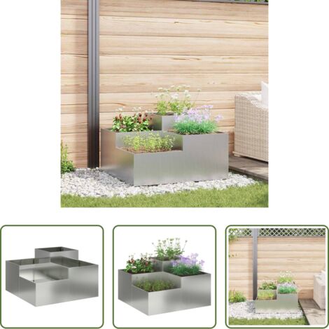 vidaXL Vaso da esterno -  Vaso da giardino Argento 80 x 80 x 48 cm Acciaio zincato