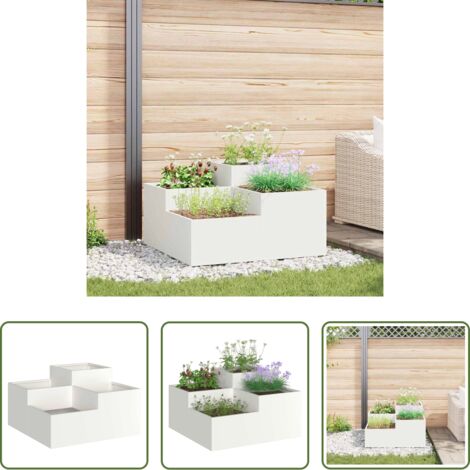 vidaXL Vaso da giardino all'aperto -  Vaso da giardino Bianco 80 x 80 x 48 cm Acciaio