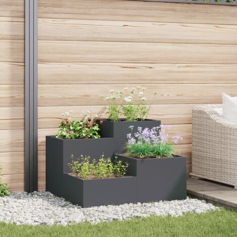 vidaXL Vaso da giardino Antracite 100 x 100 x 60 cm Acciaio