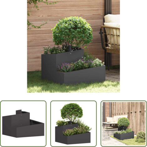 vidaXL Vaso da giardino esterno -  Vaso da giardino Nero 60 x 60 x 50 cm Acciaio laminato a freddo
