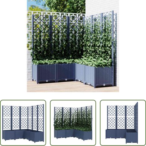 vidaXL Vaso da giardino -  Fioriera da Giardino Graticcio Grigio Blu 120x120x136cm PP