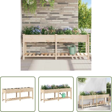 vidaXL Vaso da giardino in legno - Vaso da giardino con lo scaffale Beige 203,5 x 53 x 76,5 cm