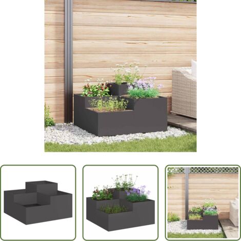 vidaXL Vaso da giardino moderno -  Vaso da giardino Nero 100 x 100 x 48 cm Acciaio