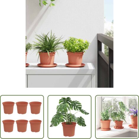 vidaXL Vaso da giardino -  Vaso Rotondo per Fiori 6 pcs Rosso Mattone Ø 12,5 x 10 cm