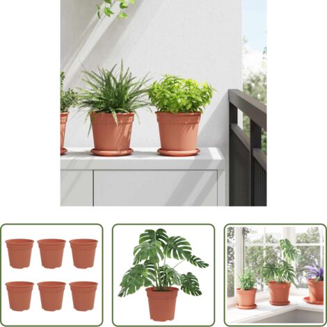 vidaXL Vaso da giardino -  Vaso Rotondo per Fiori 6 pcs Rosso Mattone Ø 17 x 14 cm