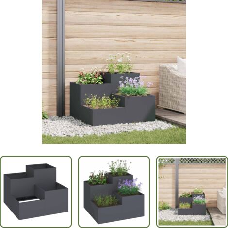 vidaXL Vaso da terrazza -  Vaso da giardino Antracite 80 x 80 x 60 cm Acciaio