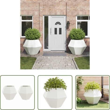 vidaXL Vaso esterno - Fioriera 2 pcs Bianco 100 x 100 x 80 cm Acciaio