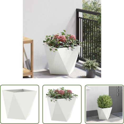 Fioriera Da Balcone Con Sottovaso Incluso 40 Cm – Resistente E Anti-UV – Colore Bianco, Adatta A Tutti Gli Ambienti Esterni