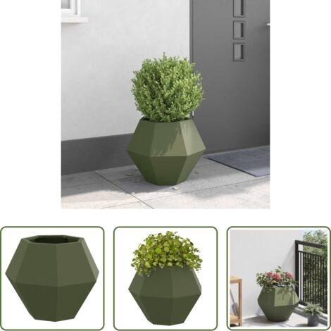 vidaXL Vaso esterno -  Fioriera Verde oliva 50 x 50 x 40 cm Acciaio