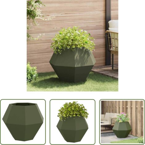 vidaXL Vaso esterno -  Fioriera Verde oliva 75 x 75 x 60 cm Acciaio