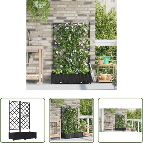vidaXL Vaso esterno -  Vaso da giardino 2 pcs Nero 80 x 40 x 125,5 cm Acciaio