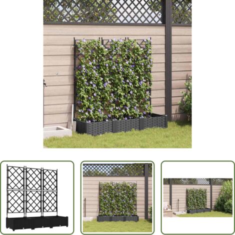 vidaXL Vaso esterno -  Vaso da giardino 3 pcs Nero 120 x 40 x 125,5 cm Acciaio