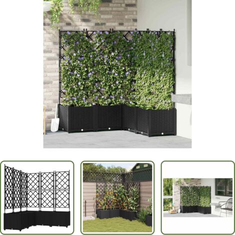vidaXL Vaso esterno -  Vaso da giardino 5 pcs Nero 120 x 120 x 143 cm Acciaio
