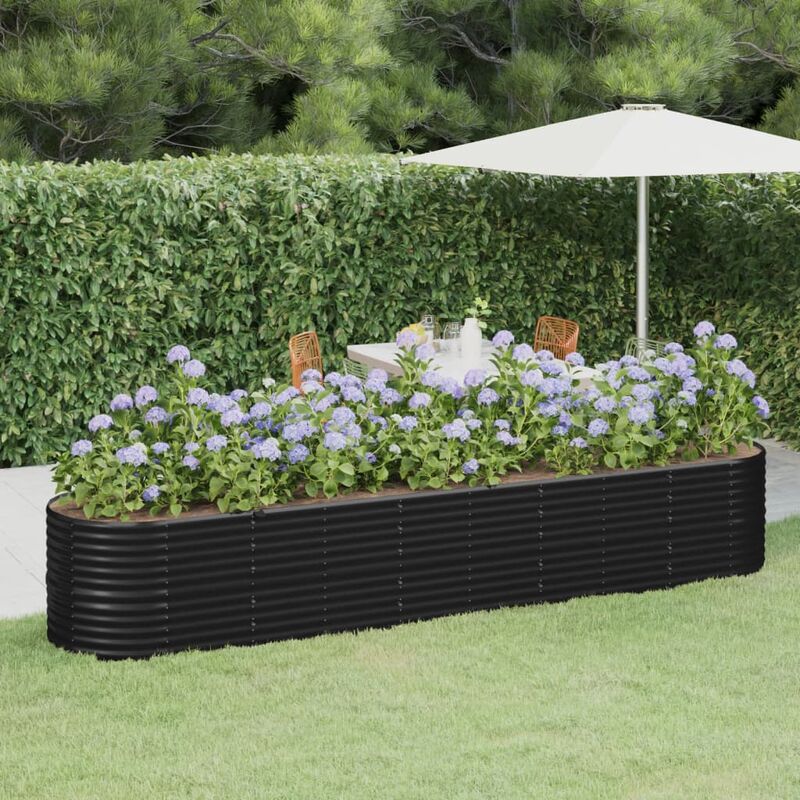 Fioriere Giardino, Letto da Giardino in Acciaio a Polvere 368x80x68 cm Antracite Vidaxl