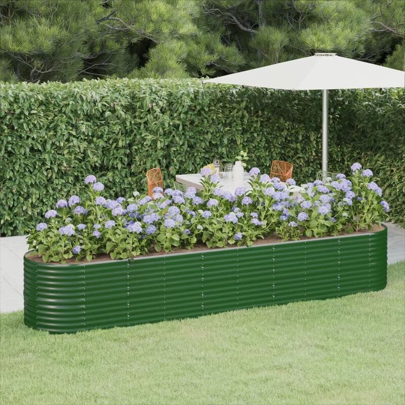 Fioriere Giardino, Letto Giardino Acciaio Verniciato a Polvere 368x80x68 cm Verde Vidaxl