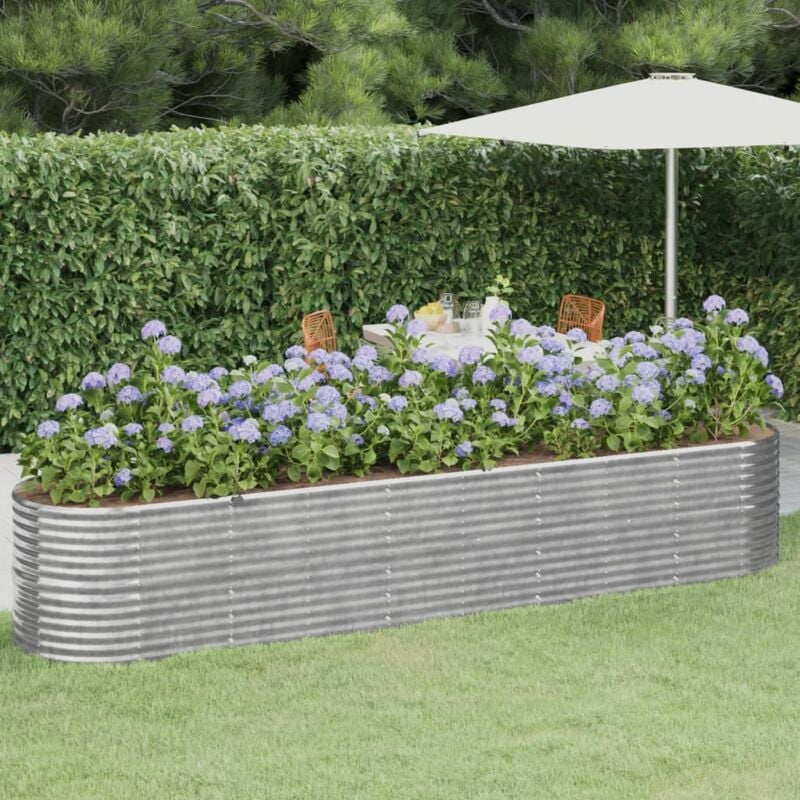 Fioriere Giardino, Letto Giardino Acciaio Verniciato a Polvere 368x80x68cm Argento Vidaxl