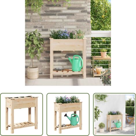 vidaXL Vaso in legno - Vaso da giardino con lo scaffale Beige 71 x 37 x 76,5 cm