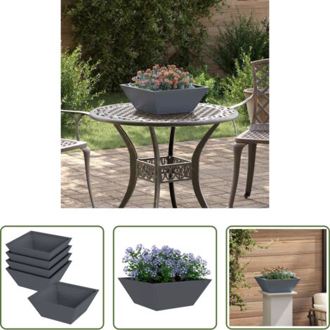 vidaXL Vaso moderno -  Vaso da giardino 5 pcs Antracite 40 x 40 x 15 cm