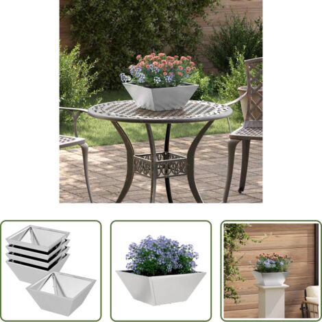 vidaXL Vaso moderno - Vaso da giardino 5 pcs Argento 35 x 35 x 15 cm
