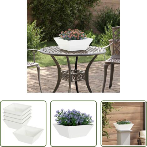 vidaXL Vaso moderno -  Vaso da giardino 5 pcs Bianco 40 x 40 x 15 cm