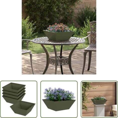 vidaXL Vaso moderno -  Vaso da giardino 5 pcs Verde oliva 40 x 40 x 15 cm